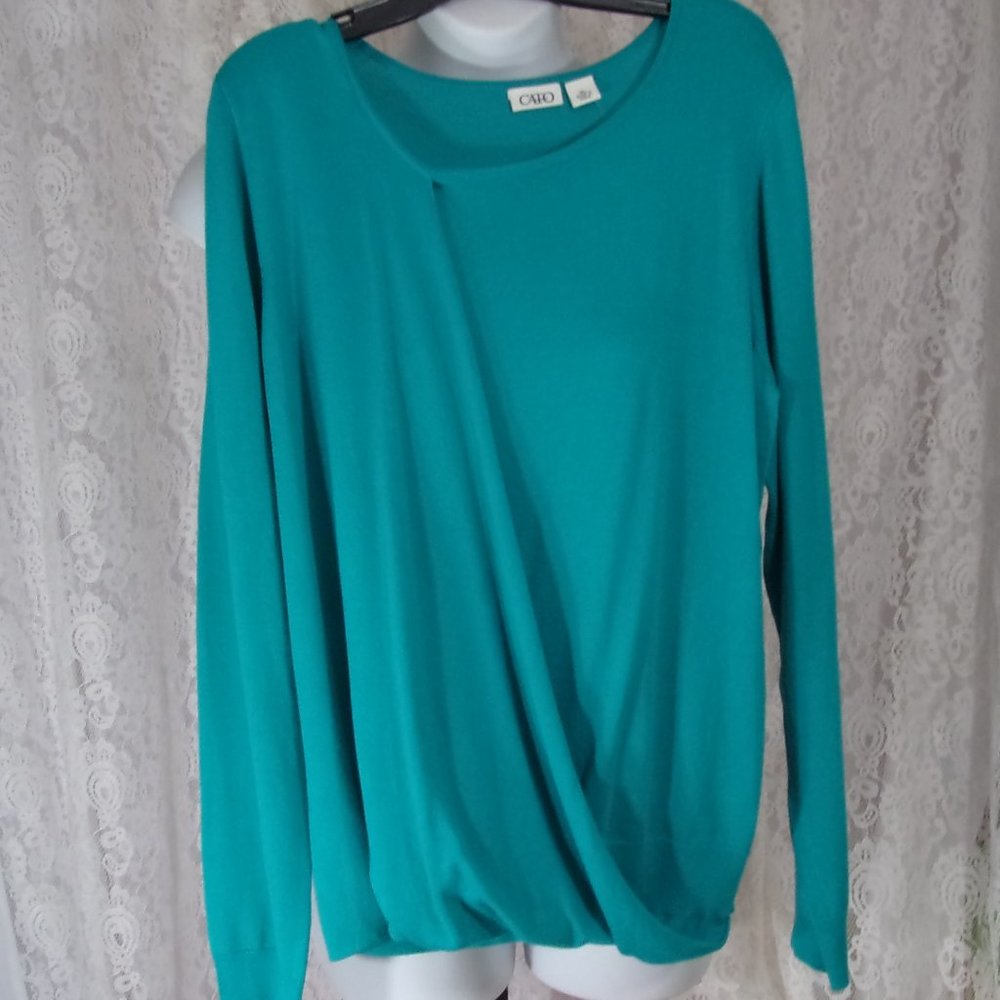 Jade Green Wrap Sweater Top NWT